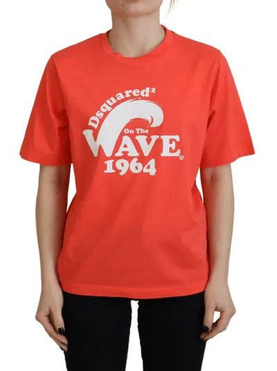 Pre-owned Dsquared2 Dsquared² Logo Cotton Crewneck Short Sleeve Women's T-shirt () In Orange