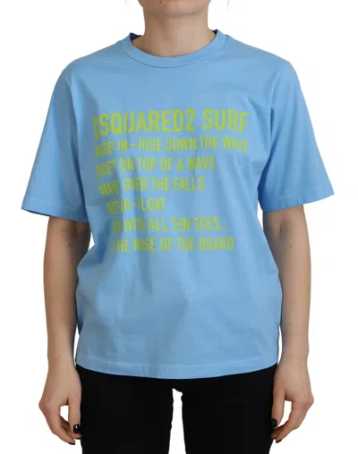 Pre-owned Dsquared2 Dsquared² Logo Print Cotton Crewneck Short Sleeve Women's T-shirt () In Blue