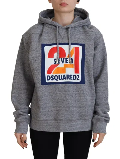 Pre-owned Dsquared2 Dsquared² Logo Print Cotton Hoodie Sweatshirt Women's Sweater () In Gray