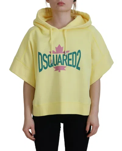 Pre-owned Dsquared2 Dsquared² Logo Print Cotton Hoodie Sweatshirt Women's Sweater () In Yellow