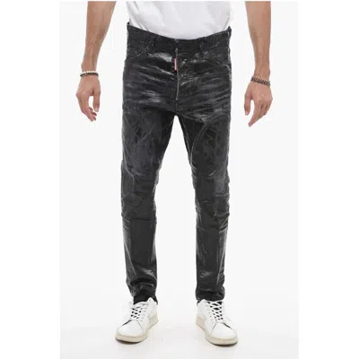 Dsquared2 Long Crotch Relax Denims With Distressed Detail In Black