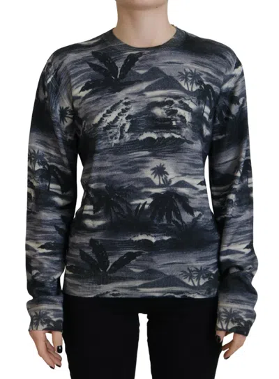 Pre-owned Dsquared2 Dsquared² Long Sleeve Thunder Sky Print Casual Women's Sweater () In Black