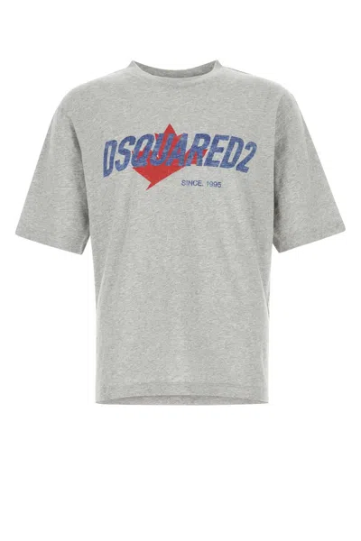 Dsquared2 Loose Fit Blue Red Lettering T-shirt In Gray