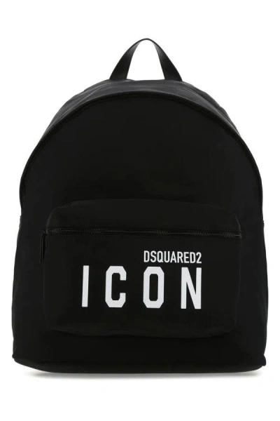 DSQUARED2 DSQUARED MEN BLACK FABRIC BE ICON BACKPACK