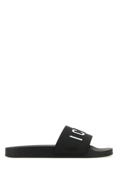 DSQUARED2 DSQUARED MAN BLACK RUBBER SLIPPERS