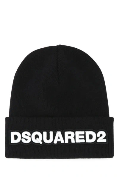 DSQUARED2 DSQUARED MEN BLACK WOOL BEANIE HAT