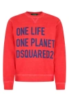 Dsquared2 Cotton Crew-neck Sweatshirt With Frontal Maxi Print In Red