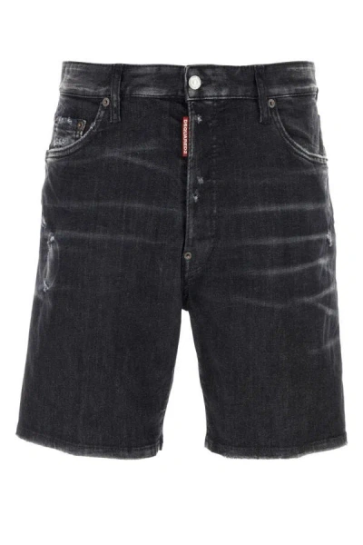 Dsquared2 Raw-cut Denim Shorts In Multicolor