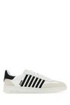 Dsquared2 White And Black Low Top Sneakers With Contrasting Bands In Leather Man In White