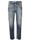 Dsquared2 Faded Blue Distressed Jeans With Five-pocket Design In Multi