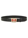 Dsquared2 Canadian Flag License Plate Belt In Black