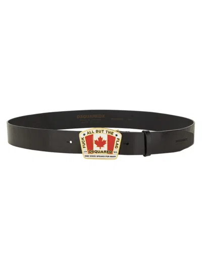 DSQUARED2 DSQUARED MEN "CANADIAN FLAG" LICENSE PLATE BELT