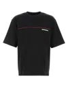 Dsquared2 Men Black Crew Neck T-shirt With Raised Collar And Logo On The Front In Cotton Man