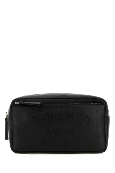 Dsquared2 Dsquared Men Black Leather Beauty Case In Green