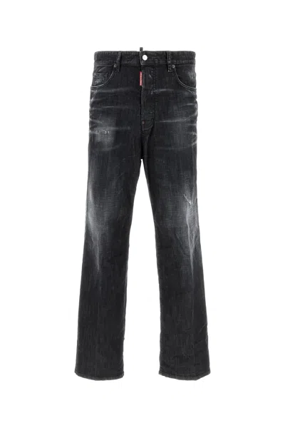Dsquared2 Dsquared Men Black Stretch Denim Loose Jeans