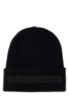 Dsquared2 Knit Folded Cuff Wool Beanie In Black