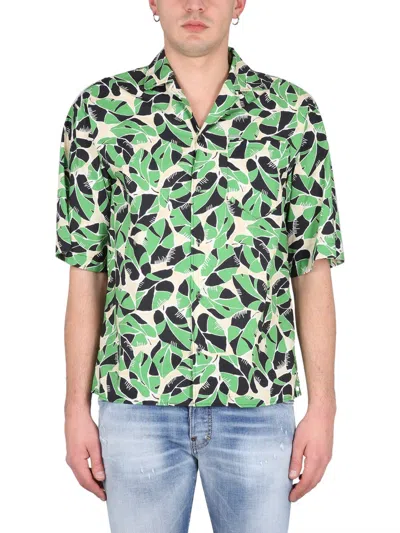 Dsquared2 Multicoloured Short-sleeved Shirt With Leaf Print
