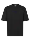 Dsquared2 Black Crewneck T-shirt With Logo Lettering On The Front In Cotton Man In Black