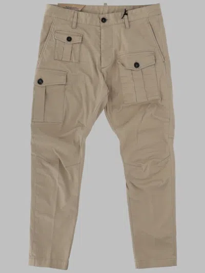 Dsquared2 Slim Fit Chino-style Cargo Pants With Multiple Pockets In Gray