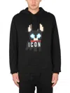 Dsquared2 Cotton Hooded Sweatshirt With Graphic Print In Black