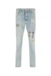 Dsquared2 Teddy Denim Jeans Patchwork Distressed Design In Light Blue