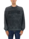 Dsquared2 Washed Grey Sweatshirt With Logo Men In Blue