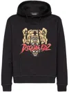 Dsquared2 Black Hoodie With Drawstring Hood And Maxi Logo Print On The Front In Black