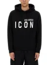 Dsquared2 Icon Logo Black Sweatshirt With Classic Hood In Black