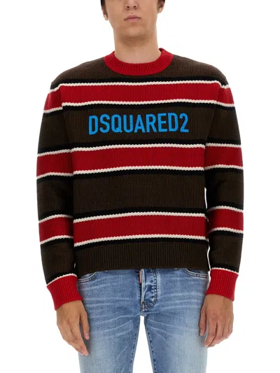 Dsquared2 Multicolor Stripes Crew Neck Sweater