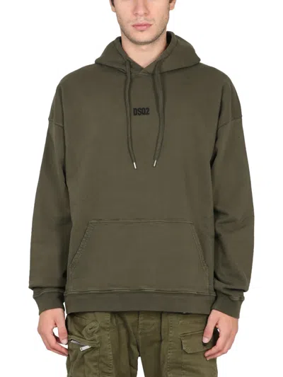 Dsquared2 Dsquared Men's Mini Logo Drawstring Hoodie In Military Green