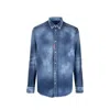 Dsquared2 Light Blue Jacket With Classic Collar And Logo Patch On The Front In Denim Man In Blue