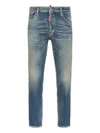 Dsquared2 Blue Jeans With Logo Patch On The Rear And Distressed Effect In Denim Man In Blue