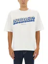Dsquared2 Relaxed Fit Cotton T-shirt With Bold Logo Print In White
