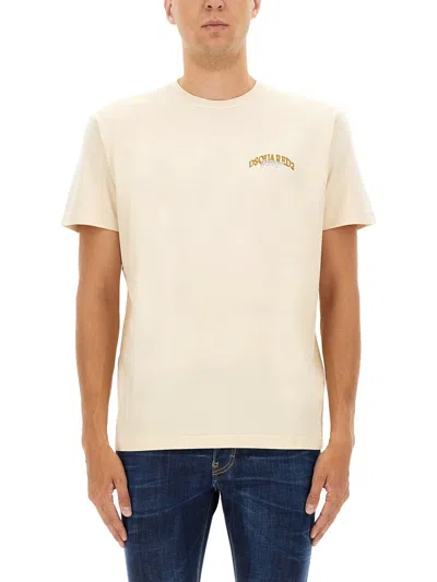 Dsquared2 Casual Crew Neck T-shirt With Subtle Logo In Animal Print