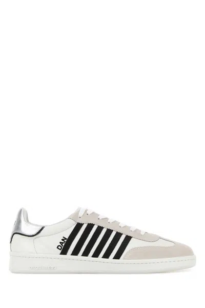 Dsquared2 Dsquared Men White Nappa Leather Boxer Sneakers