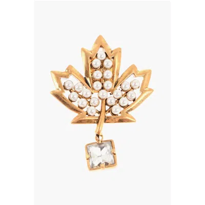 Dsquared2 Dsquared² Metal Canadian Leaf Pin Embellished With Women's Beads