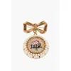 Dsquared2 Dsquared² Metal Pin With Golden Bow And Pendant Embellished With Women's Beads