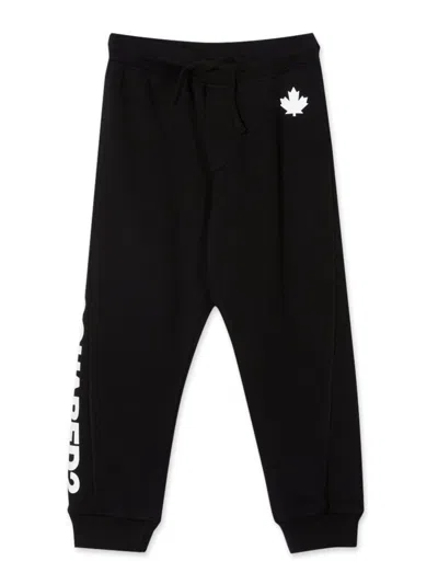 Dsquared2 Dsquared Mini Cotton Trousers For Kids In Black
