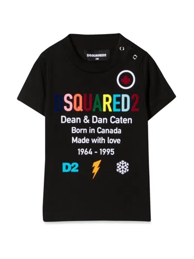 Dsquared2 Dsquared Mini Cotton T-shirt For Little Trendsetters In Black