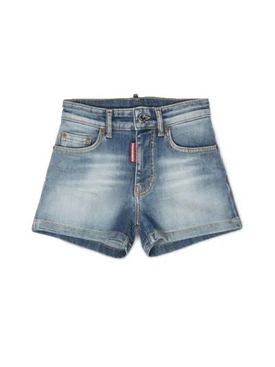 Dsquared2 Dsquared Mini Denim Shorts For Girls In Blue