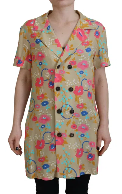 Pre-owned Dsquared2 Dsquared² Multicolor Printed Collared Button Front Long Blouse Women's Top ()