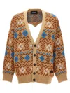 Dsquared2 Argyle Motif Maxi Cardigan With Heart Shaped Cut Out Detail In Brown