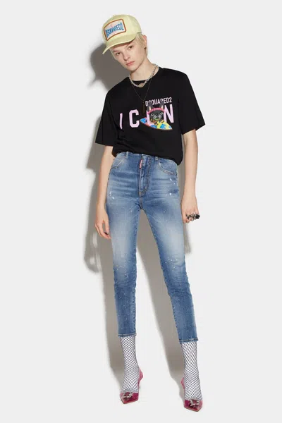 Dsquared2 Dsquared² Navy Blue Fibres High-waisted Women's Jean