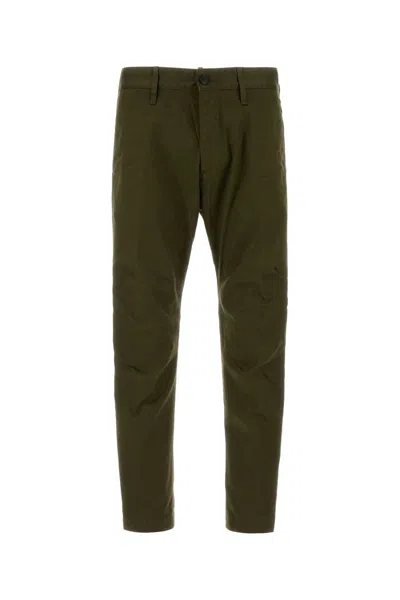 Dsquared2 Stretch Cotton Chino Trousers Belt Loops In Green