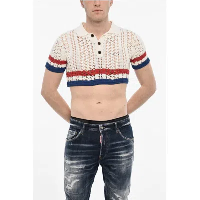 Dsquared2 Openwork Cropped Sweater With Polo Neck