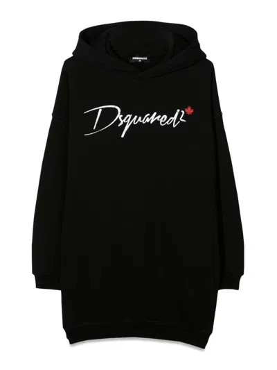 Dsquared2 Dsquared Over Hooded Sweatshirt Dress In Black
