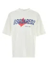 Dsquared2 White T-shirt With Logo Print On The Front In Cotton Man In Neutral