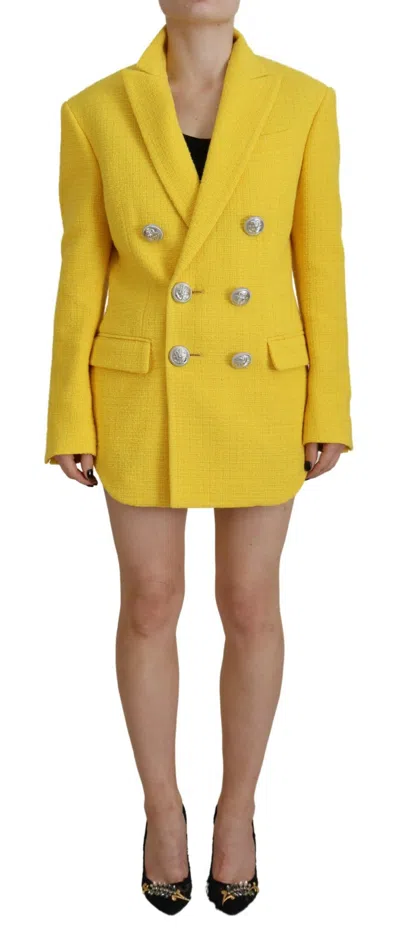 Pre-owned Dsquared2 Dsquared² Peak Double Breasted Suit Blazer Short Women's Set () In Yellow
