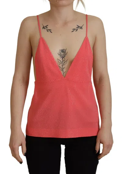 Pre-owned Dsquared2 Dsquared² Pink Sleeveless Spaghetti Strap Cami V-neck Women's Top ()
