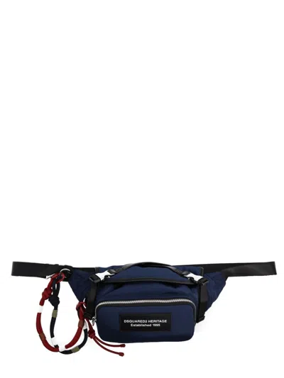 Dsquared2 Heritage Compact Polyester Pouch In Blue